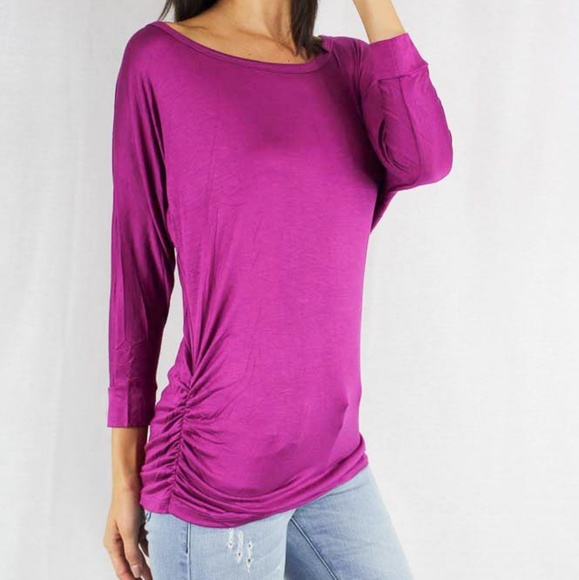 LONG SLEEVE FITTED SCOOP NECK TOP - Picture 2 of 2